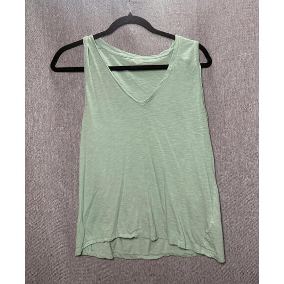 Madewell Women's M Whisper Cotton V-Neck Green Tank Classic - Picture 1 of 9